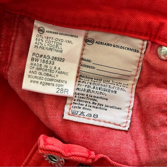 Adriano Goldschmied AG Red Slim Straight Ankle Jeans Size 28R - Picture 12 of 12